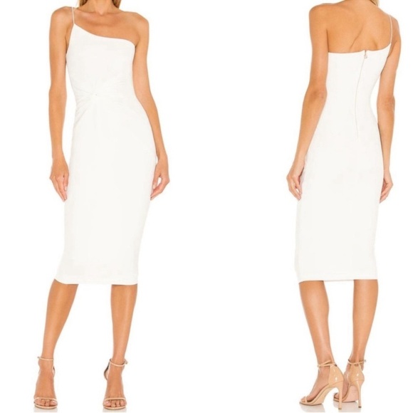 NWT Nookie Lust One Shoulder Midi Dress in White Bridal sz Large - Picture 1 of 9